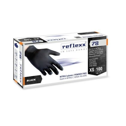 REFLEXX 78 BLACK guanti in nitrile s/polvere 100 pz. - L